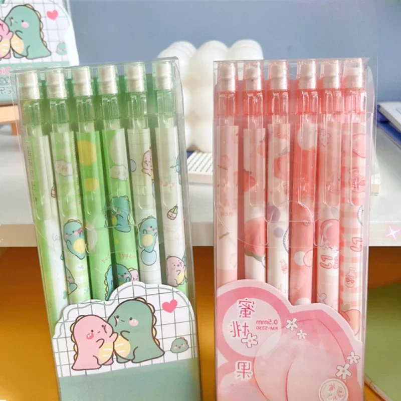 Cute Pink Mechanical Pencil Set Girl Cartoon Automatic Pencils 0.5MM with Eraser School Supplies for Kids Stationery Supplies