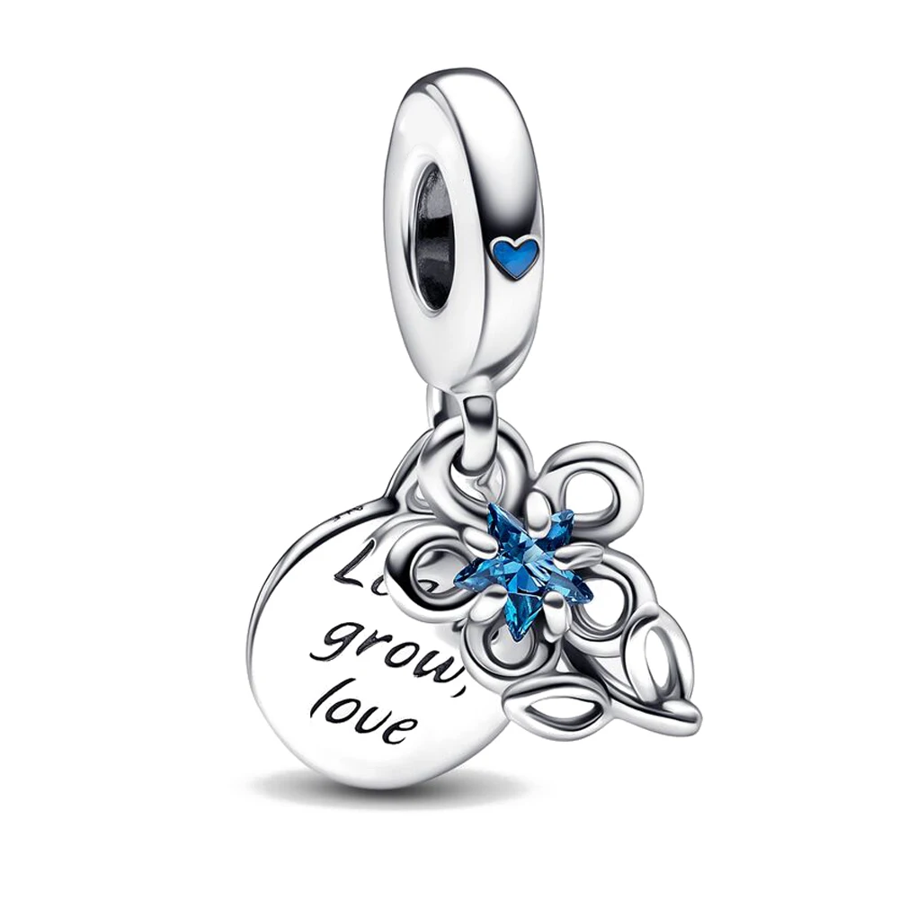 

New Hot Sale 925 Sterling Silver Learn Grow Love Charms Round Shape Beads Fit Original Pandora Bracelet Women Fashion Jewelry