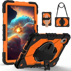 Enhanced Tablet Case with Anti - Lost Wristband and 360° Rotating Rugged Cover for Lenovo Idea Tab 11 (Black orange)