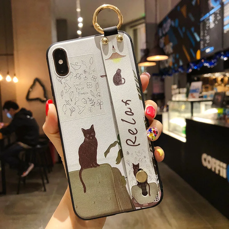 Funny Cat Wrist Strap Phone Holder Cover