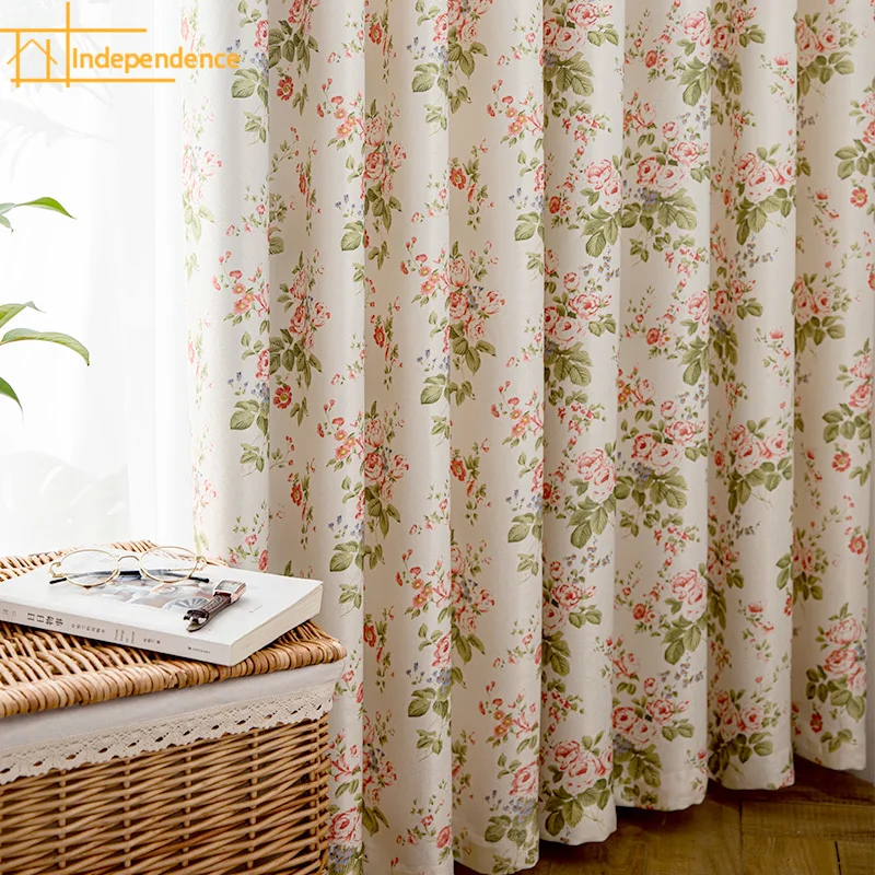 

Small Floral Curtains for Living Room Bedroom Small Fresh and Elegant Literary Style Home Decoration Custom Partition Curtain