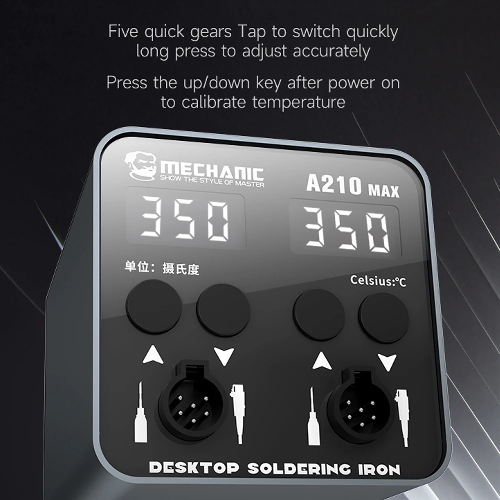 Mechanic A210 Max Dual-station Constant Temperature Desktop Soldering Station C210 Handel Short Circuit Protection Welding Tools 4