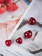  Korean Style Girls Student Cherries Earrings Cute Sweet Gold Color Fresh Fruit Red Cherry Drop Earrings For Women Party Jewelry 