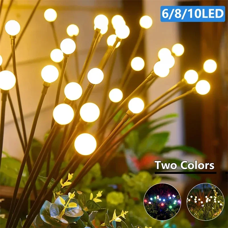 

1/2PCS Solar Garden Lights 6/8/10 LED Powered Firefly Light Outdoor Garden Decoration Landscape Light Firework Firefly Lawn Lamp