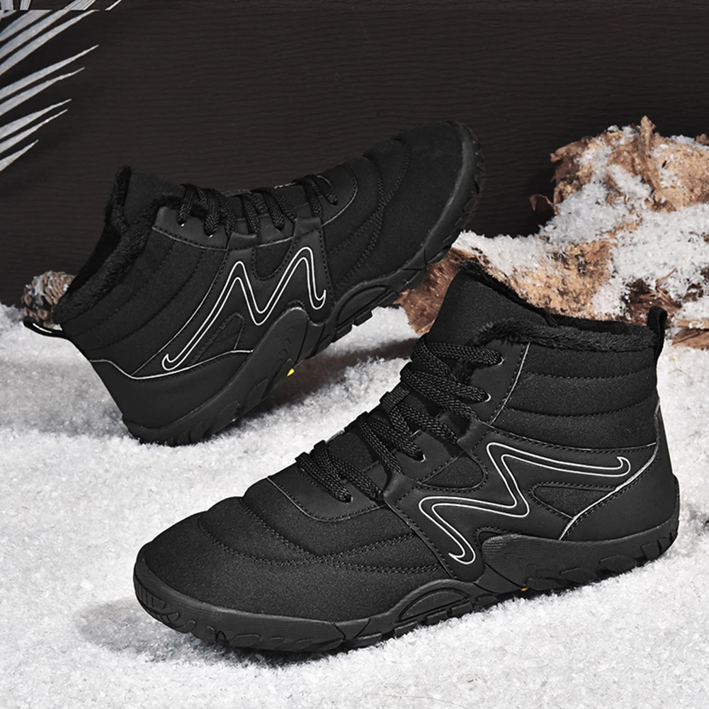 Winter Snow Boots Waterproof Cold-Proof Trekking Shoes Anti Slip Warm Lined Booties Minimalist Ankle Boots for Outdoor Travel