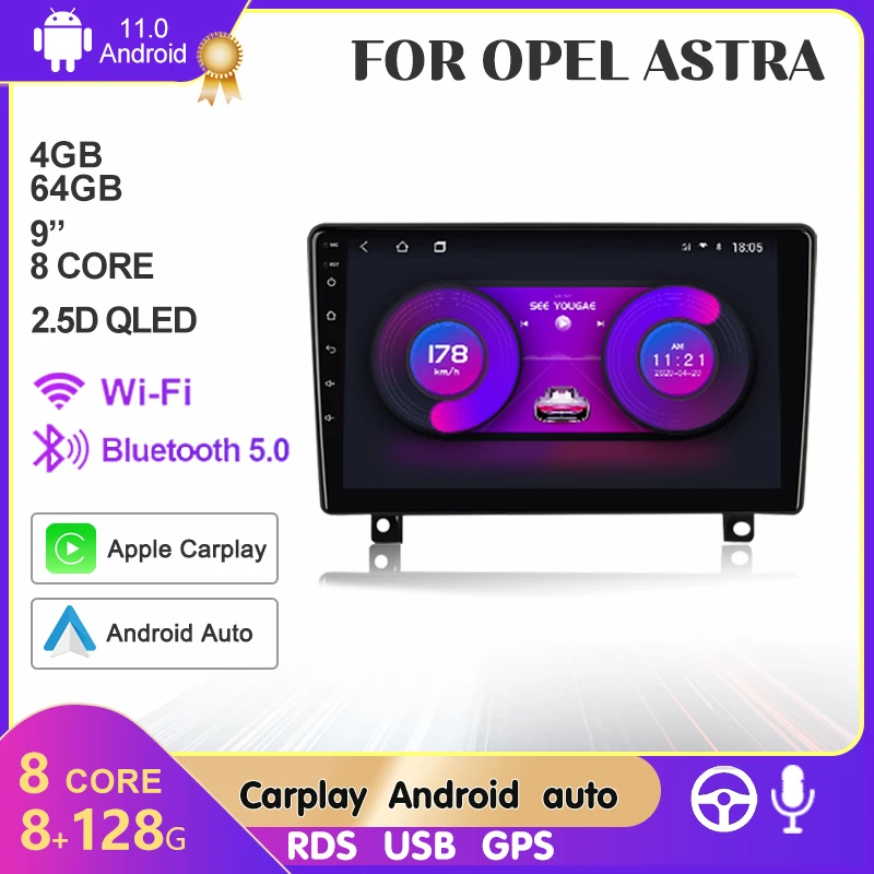 

Opel Astra Multimedi 8+128G Car Radio Autoradio For Opel Astra H 2006-2014 4G Carpaly Auto DSP GPS Multimedia Player Wifi Stereo