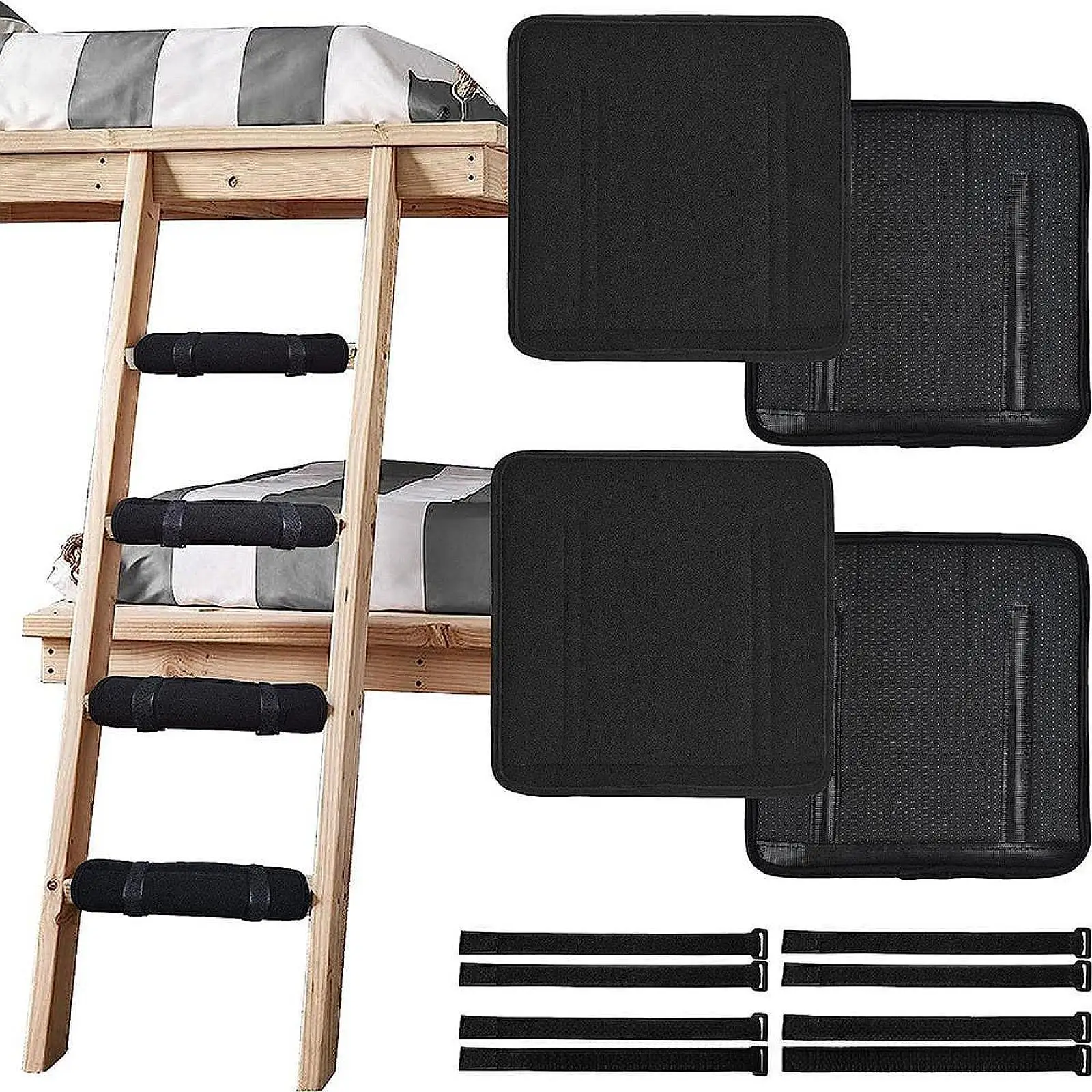 4Pcs Bunk Bed Ladder Pads 10 x 10 inch Childrens Bunk Bed Ladder Cover Black