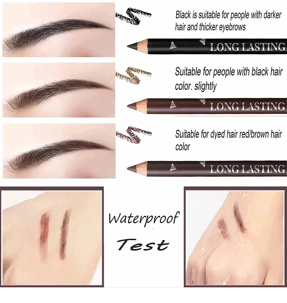 24HR Wear Smudge Waterproof Eyebrow Pencil Makeup Easy Color Natural Black Brown Eye Brow Pen Beginner Practice Cosmetic Tools 3