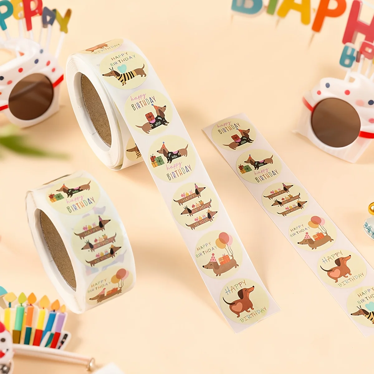 500 Stück niedliche Hunde-Geburtstagsaufkleber für Haustier-Geburtstagsdekoration, Welpenparty, wasserfeste Aufkleber, Laptop, Wasserflasche, Scrapbooking – Detail 4