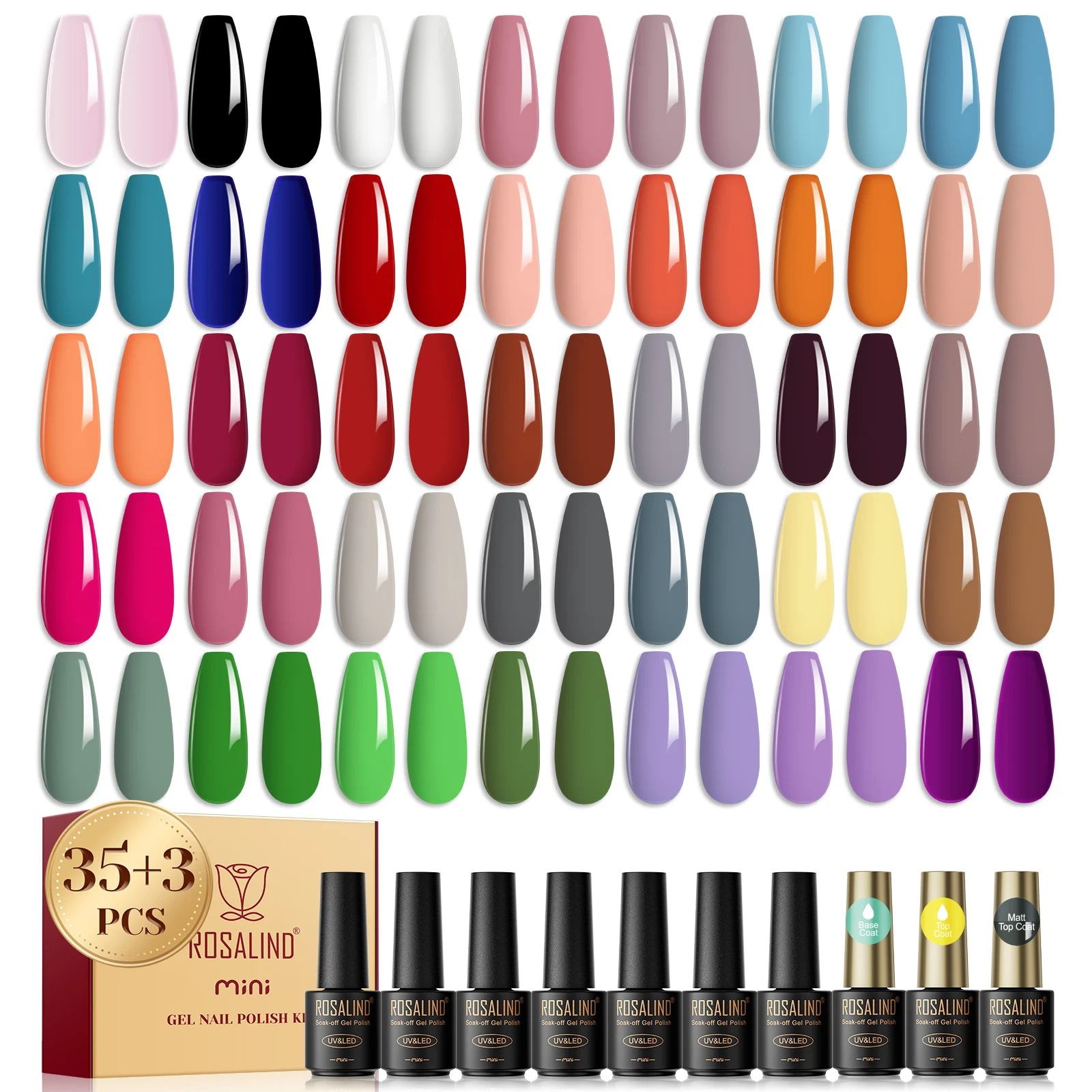Rosalind Glass Bottle 38Pcs/Set Gel Nail Polish Set Long Lasting Hybrid Varnish Set Cured With UV Lamp For Nail Art Design 2