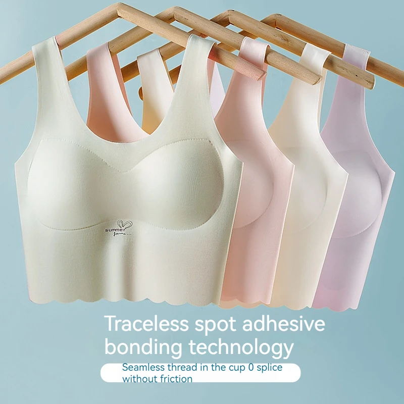 Girls' Comfortable Breathable Sports Training Bras Seamless Puberty Girls' Extended Vest-style pure-colored Underwear