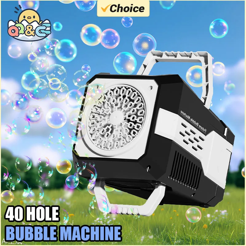 휴대용 휴대용 자동 버블 건 40 홀 버블 머신 비누 파티 게임 어린이를위한 야외 어린이 장난감 선물