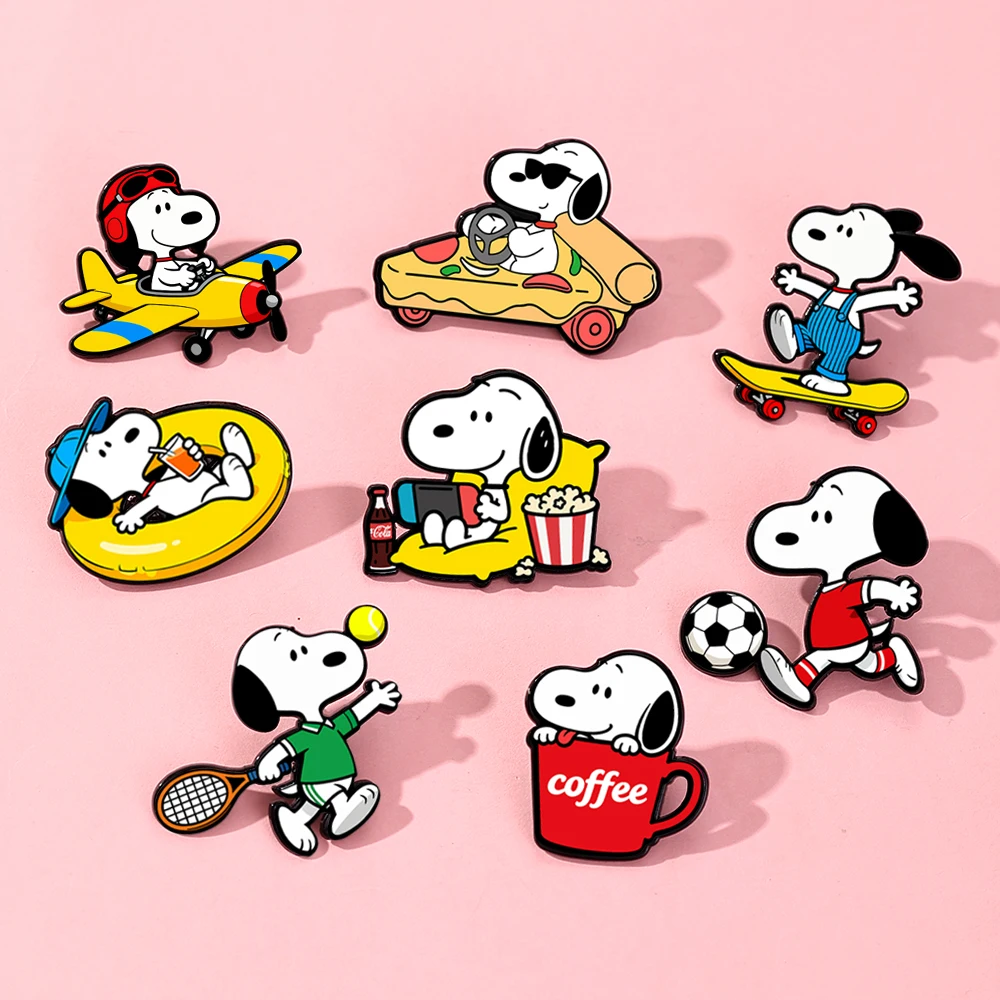 8pcs Cartoon White Puppy Dogs Enameled Brooches Cute Animal Lapel thumbnail 4