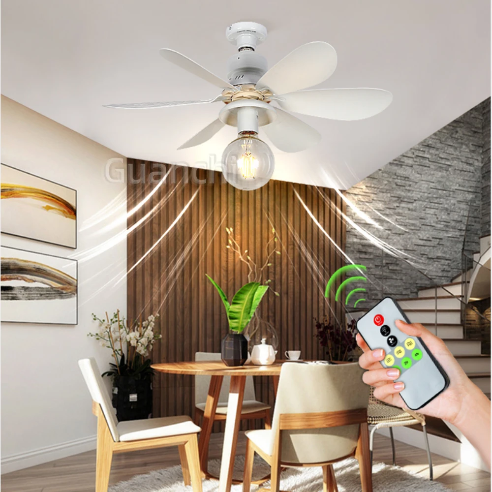 DIY LED 40W Ceiling Fan Light E27 with Remote Dimming Function Suitable for Living Room Study Home Use