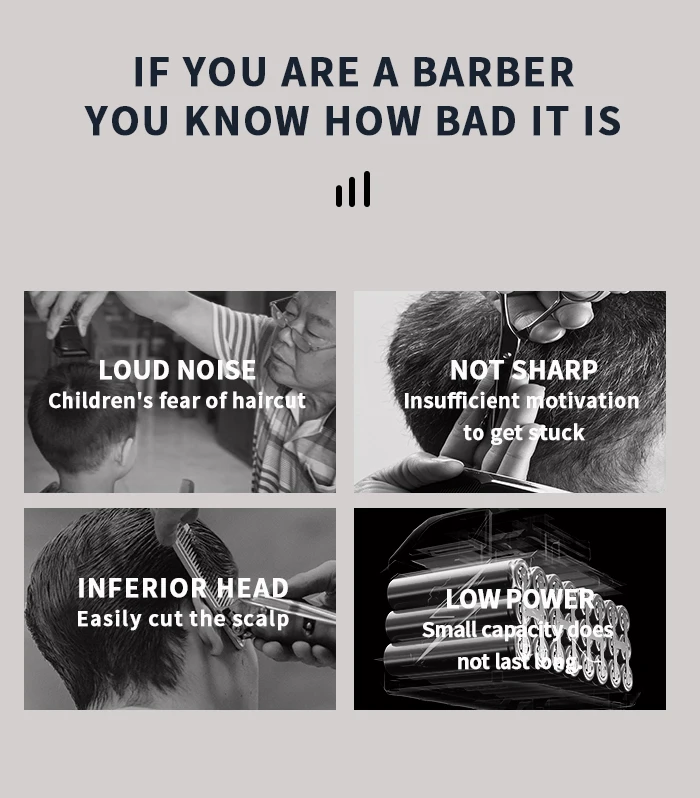 homens, barbeiro profissional, recarregável USB, sem fio, corte de cabelo