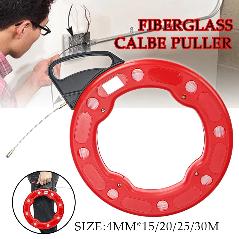 Fiberglass Peixe Tape Reel Extrator Extrator do Cabo Nylon Conduit Canalização Rodder Ferramenta de Pesca mm 15 m 20 m 25 m 30m