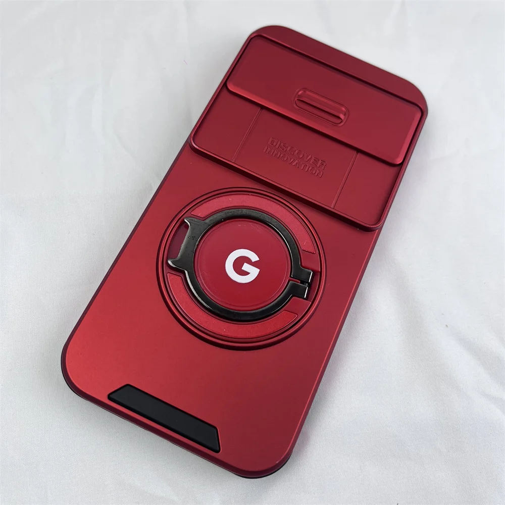 Hybrid Dual Layer Armor Case with Metal Ring Stand and Slide Camera Lens Protection