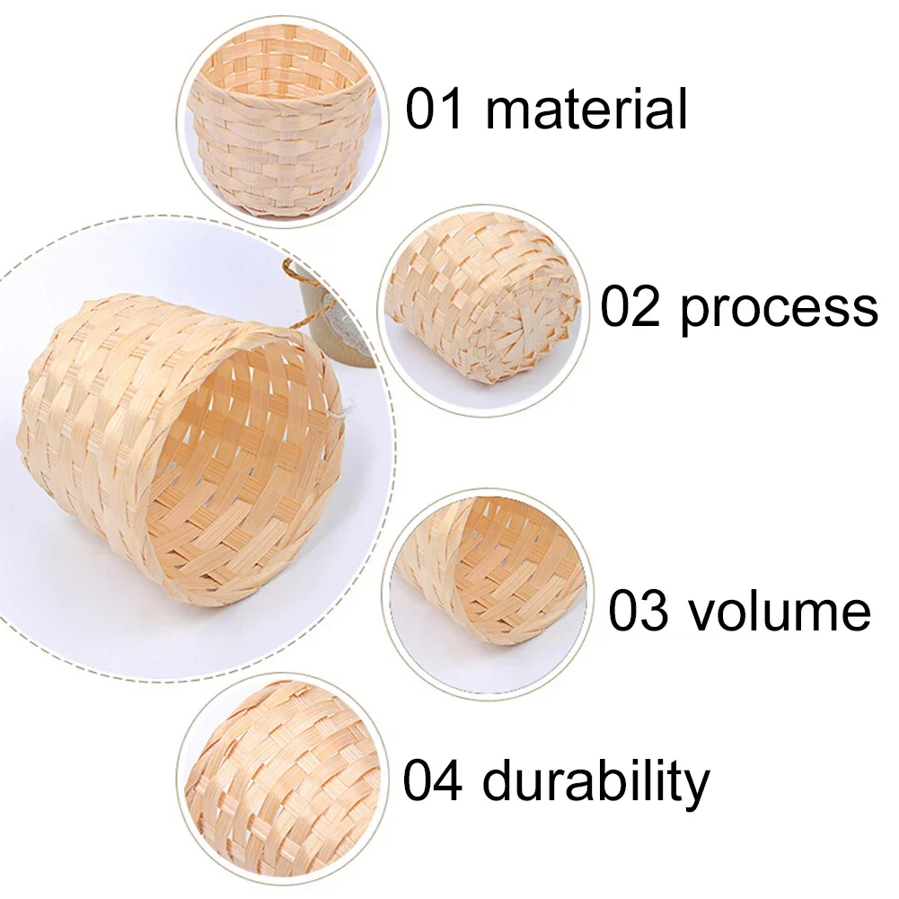 Desktop Container Handmade Garden Flowerpot Mini Bamboo Woven Basket Household Bra Sundries Organizer Rattan Plant Box