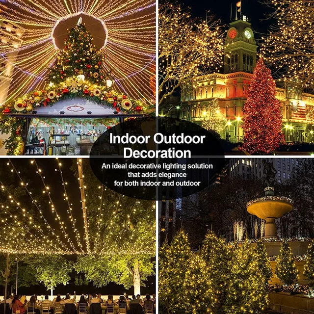 10-120 M Led-Es Húrfények Zöld Huzal Tündérfények Meleg Fehér Koszorú Kültéri Otthoni Karácsonyi Esküvői Party Kerti Dekoráció - Image 5