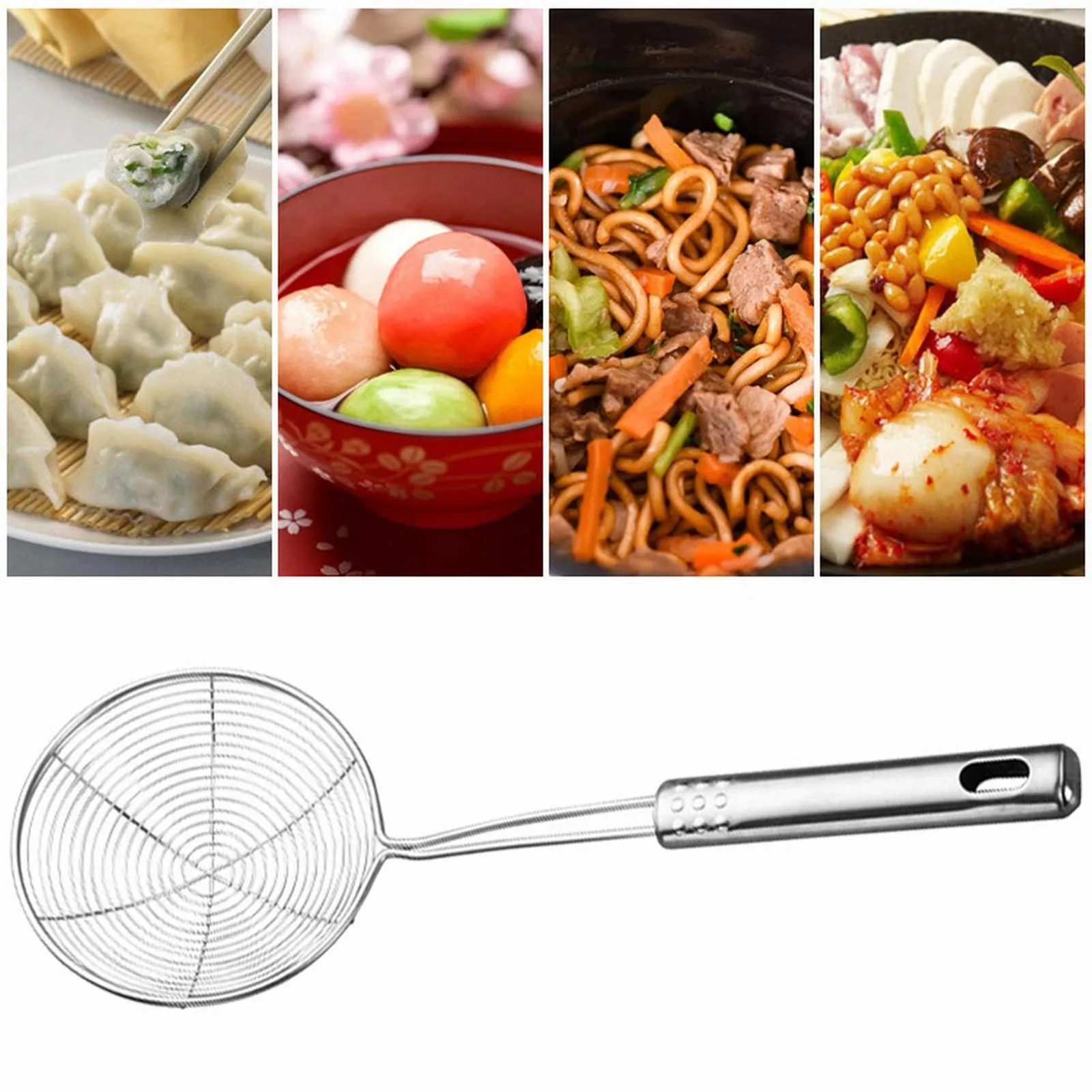 

Stainless Steel Jiuzhu Steel Handle Wire Leakage Filter Screen Leakage Spicy Hot Pot Lo Mein Spoon Light Napkins Wicker Chargers