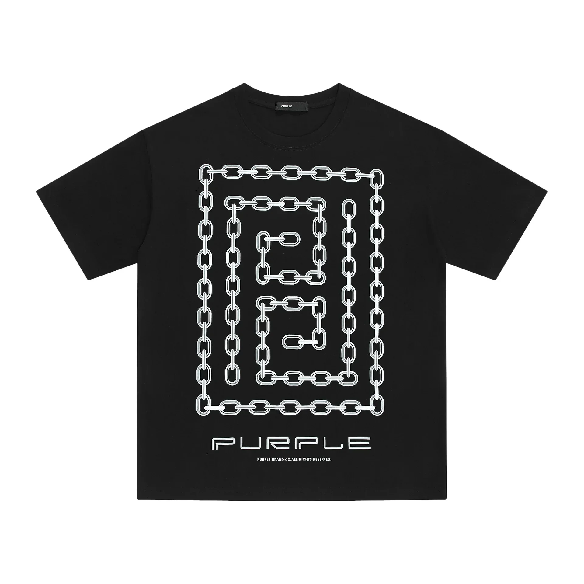 

Men wear 2024 new summer beauty tide niche Purple Brand design sense personality chain printing short sleeve T-shirt