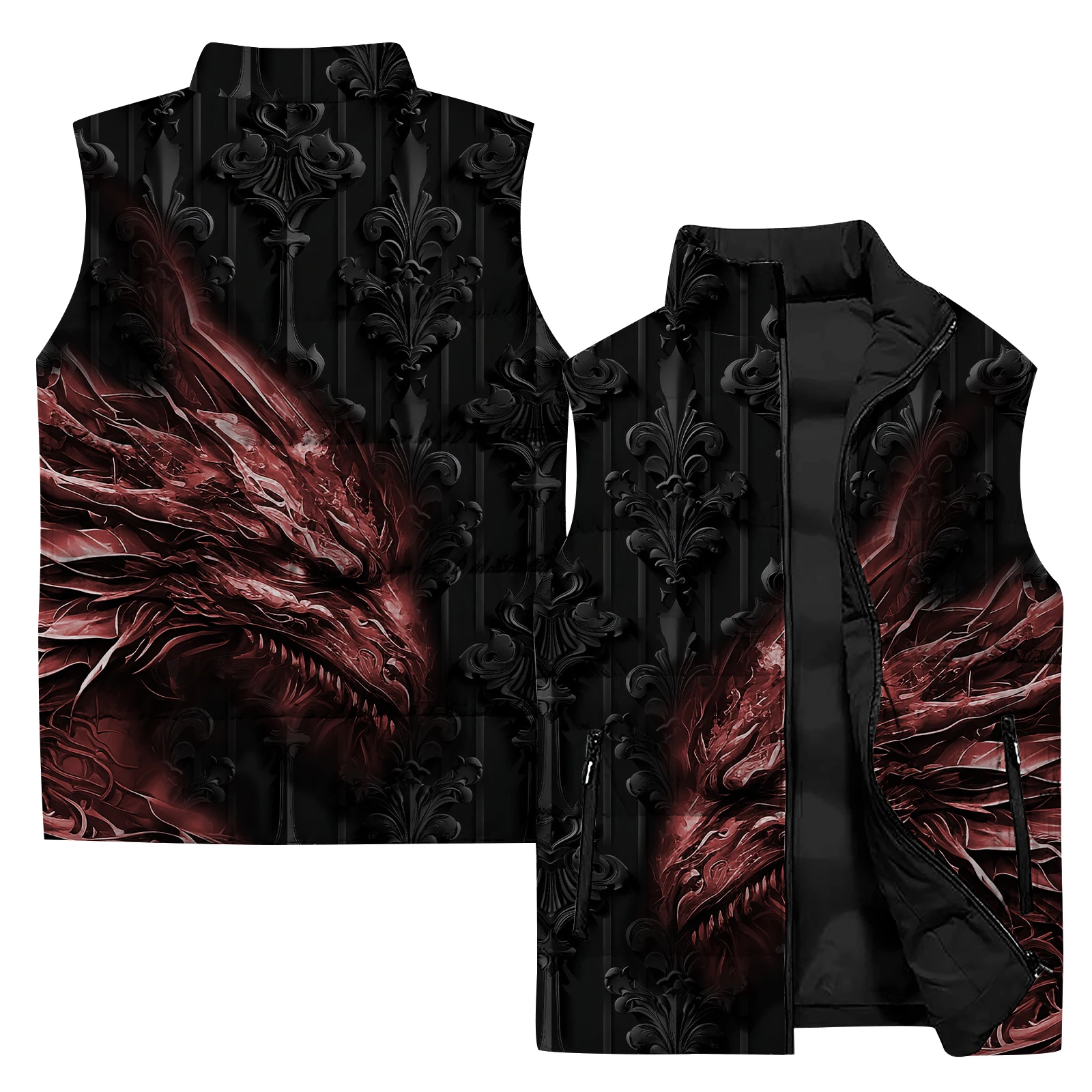 thumbnail image 1 of Chaleco con estampado animal de moda para hombre, elegante chaleco con estampado de zorro y astronauta, resistente al viento y al frío, informal, versátil, cómodo y cálido, 1 of 5