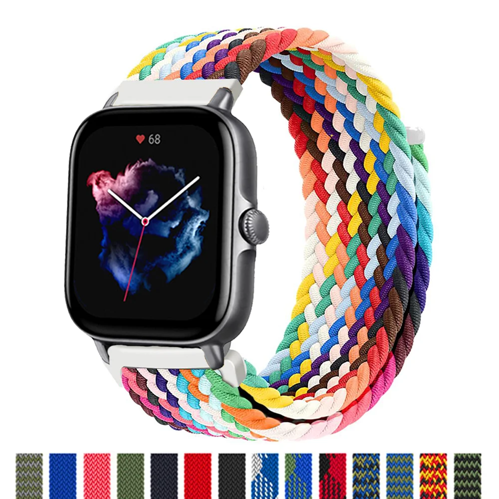 

Nylon Band For Amazfit GTS/4/2/2e/3/GTS2 Mini/GTR/4/3/Pro/GTR2/47mm/stratos Braided solo loop watch Bracelet Amazfit bip strap