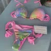 New Ladies Sexy Printed Rope Bikini Split Swimsuit