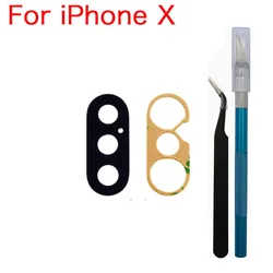 Premium Back Camera Lens Replacement Kit with Adhesive and Repair Tools (For iPhone X)