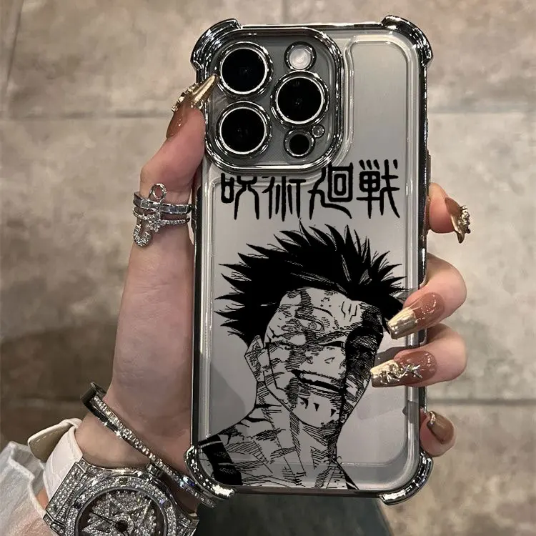 Stylish Hot Anime Jujutsu Kaisen Gojo Plating Phone Case with Anti-Fall Airbag Protection