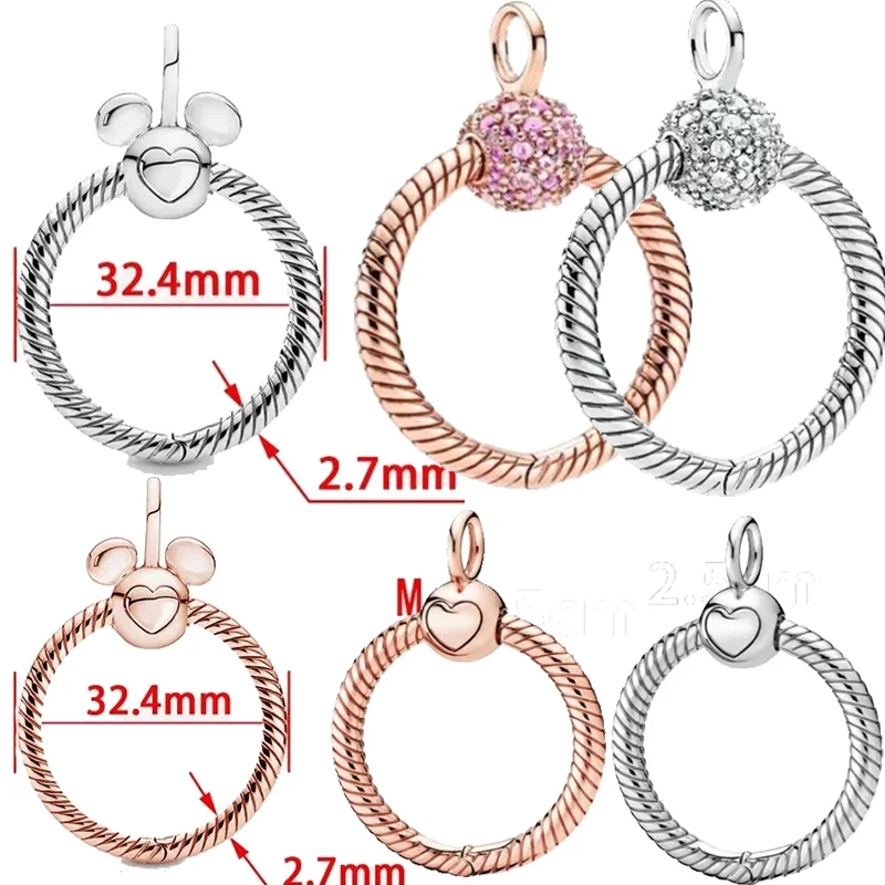 

2022 New Fashion 925 Sterling Silver Disney Charm Bead O Pendant for Pandora Original Bracelet Necklace DIY Jewelry Making