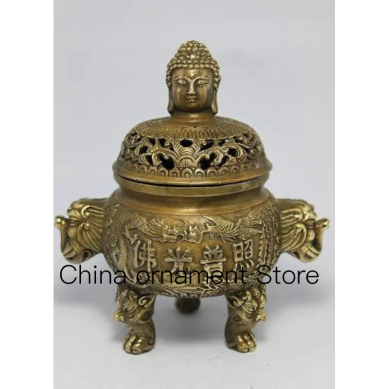 

Изысканная Античная китайская Бронзовая тибетская народная Будда на удачу курильница старые благовония