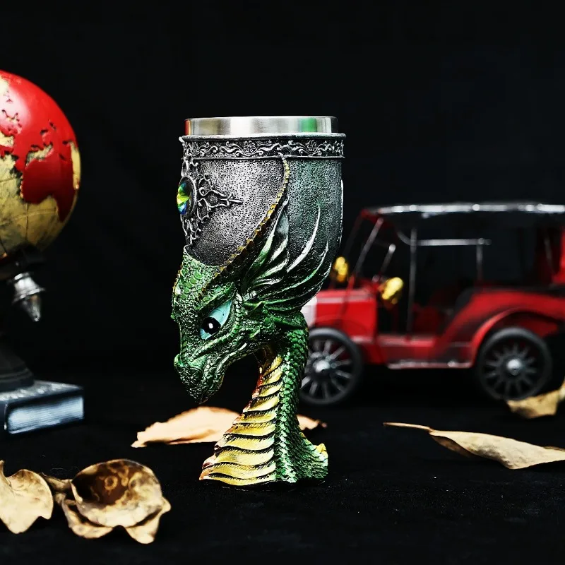 גביע דרקון שתיית גביע גותי 3d דרקון גובלינים זכוכית יין נירוסטה אניה בירה ספל מתנה אישית עבור ליל כל הקדושים
