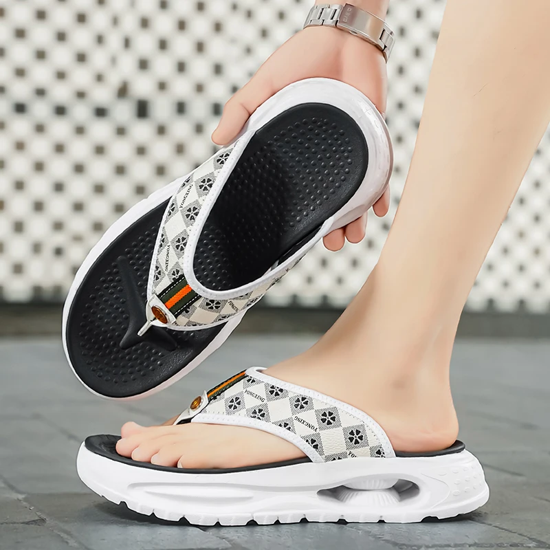 Flip-flops Men's slides casual slip on slippers summer new breathable light soft sole outdoor beach shoe Quick dry pool slippers - 4