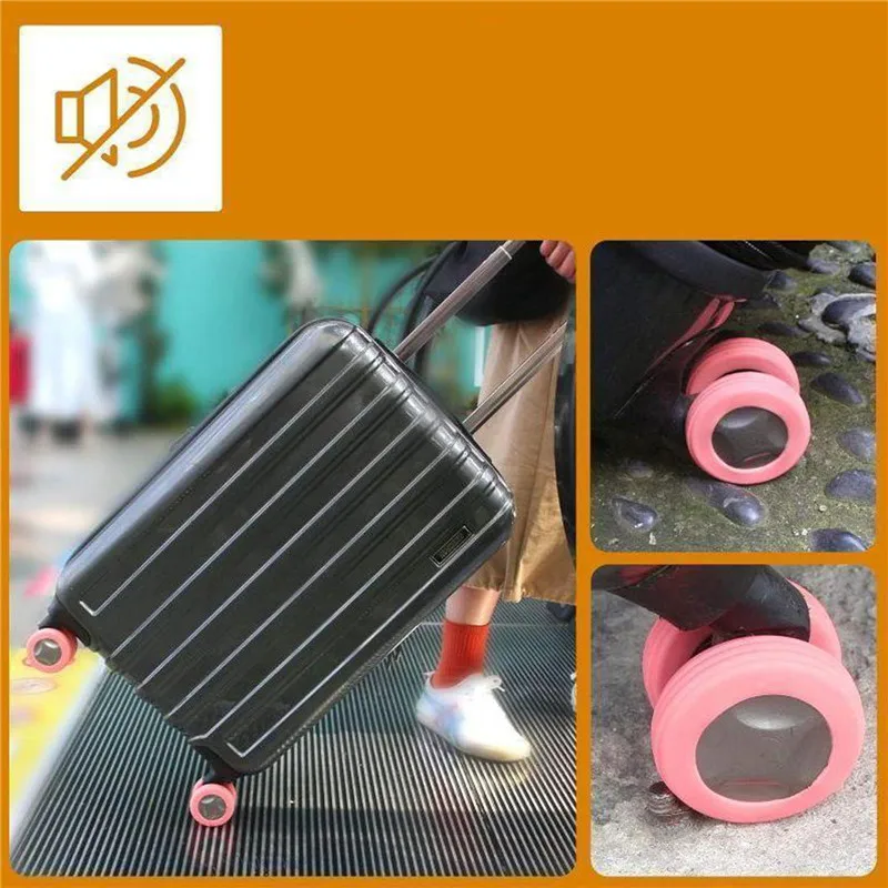 Luggage Wheel Protector 16/4PCS Silicone Wheels Protector For Luggage Reduce Noise Trolley Case Silent Caster Sleeve Travel Luggage Suitcase Accessories