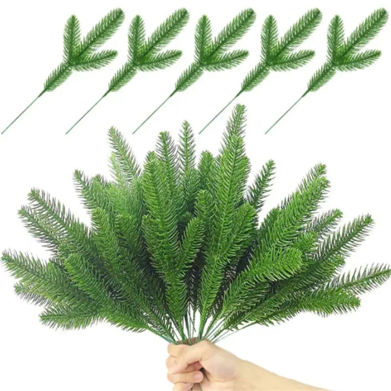 

10PCS Artificial Plant Pine Needle Christmas Tree Decoration Wedding Garland Fake Flower DIY Home Decoration Simulation Plant