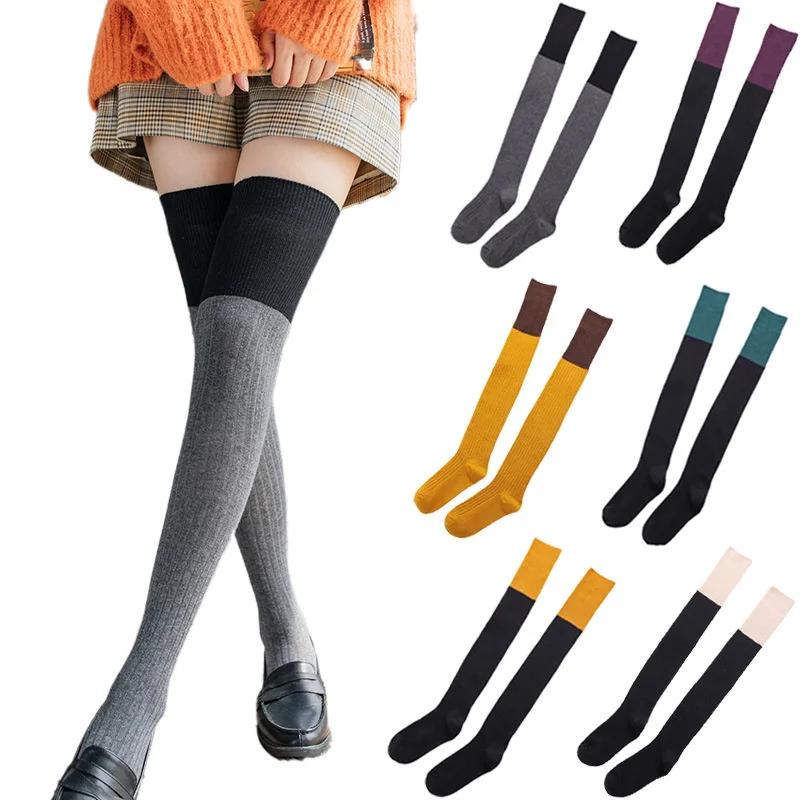 

1 Pair of Long Socks Women Autumn Winter Cotton Stockings Over the Knee High Tube Thigh High Socks Leg Warmer Hosiery