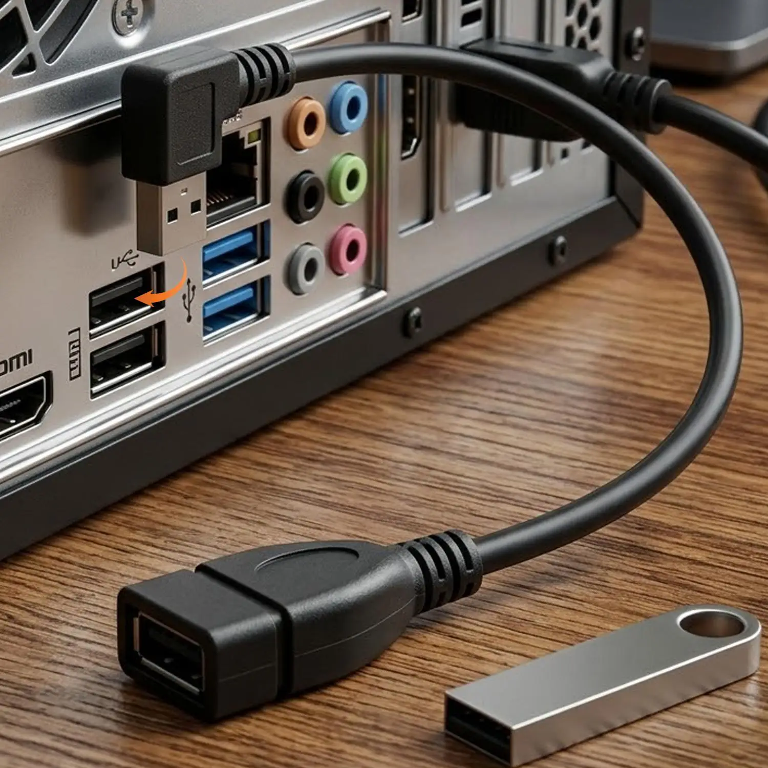 Right-Angle USB 3.0 Extension Cable - A Male to A Female Adapter