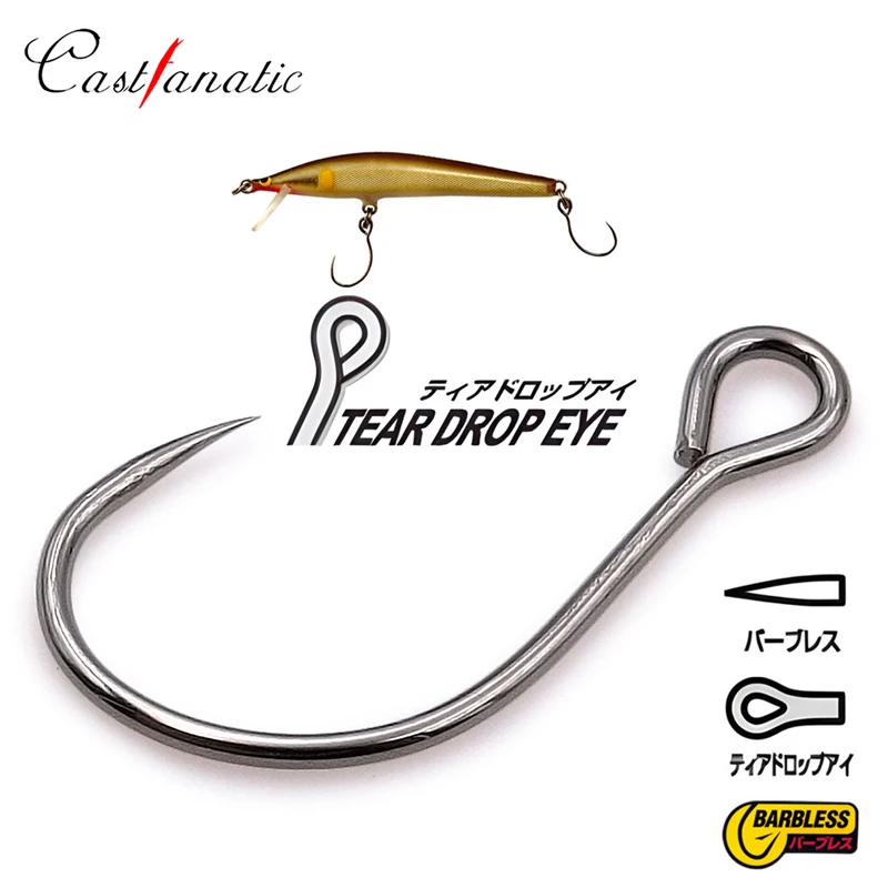 Castfanatic SBL-55 Barbless Big Eye Stacheldraht Stärker Scharfe Einzelhaken Für Minnow Crankbait Angelgerät Zubehör