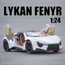  Alloy Model Car 1:24 Diecast Miniature LYKAN Fenyr Hypersport Fast&Furious Metal Vehicle Boy Collection Gift Children's New Toys 