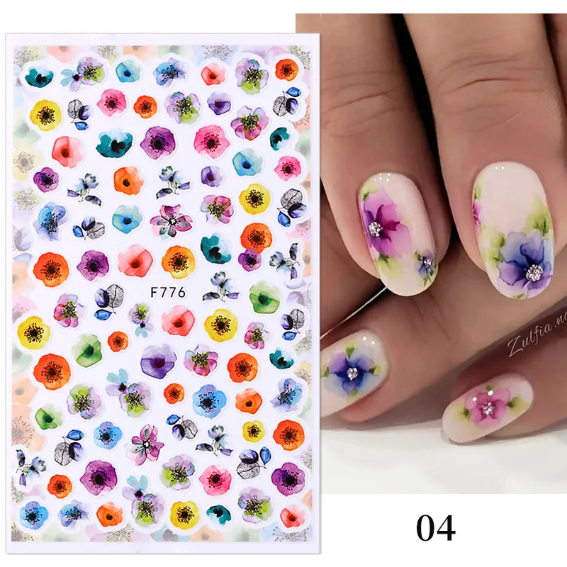 Maple Leaf Flower Gel Nail Sticker Rendering Nail Decals Sliders For Nails Black And White Butterfly Press On Nails Nail Supplie