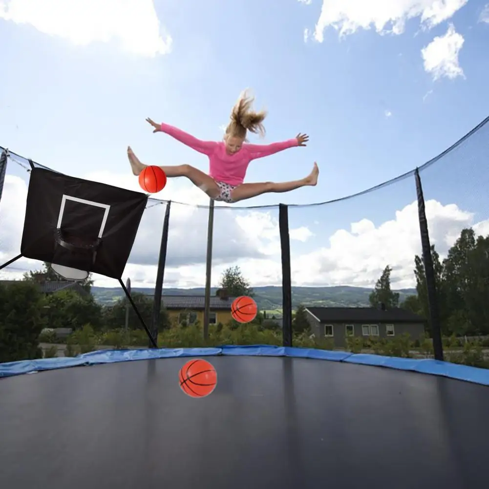 1 Set Trampoline Basketball Hoop Set Mini Hoop For Kids With 3 Mini Balls Pump Soft Material Basketball Goal For Children