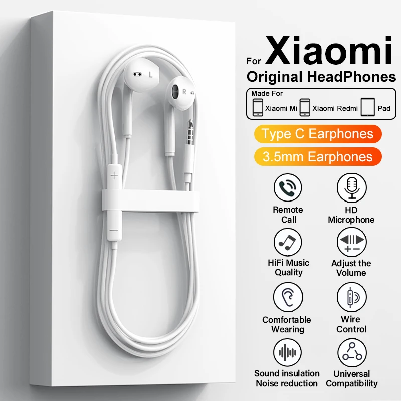 Original Tipo C Auriculares Con Cable Para Xiaomi mi 13 12 11 Pro