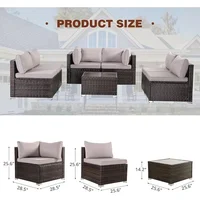 7 Pieces Patio Furniture Set, Modular Patio Set Wicker Outdoor Sectional Sofa Set PE Rattan Wicker Patio Conversation Set 2