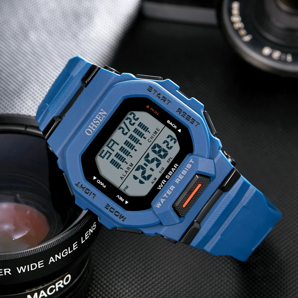 

New Arrival Hombre Male Digital Watches 5ATM Dive Man Mens Sport Blue Wristwatches Hand clocks Man Watch Reloj Masculino