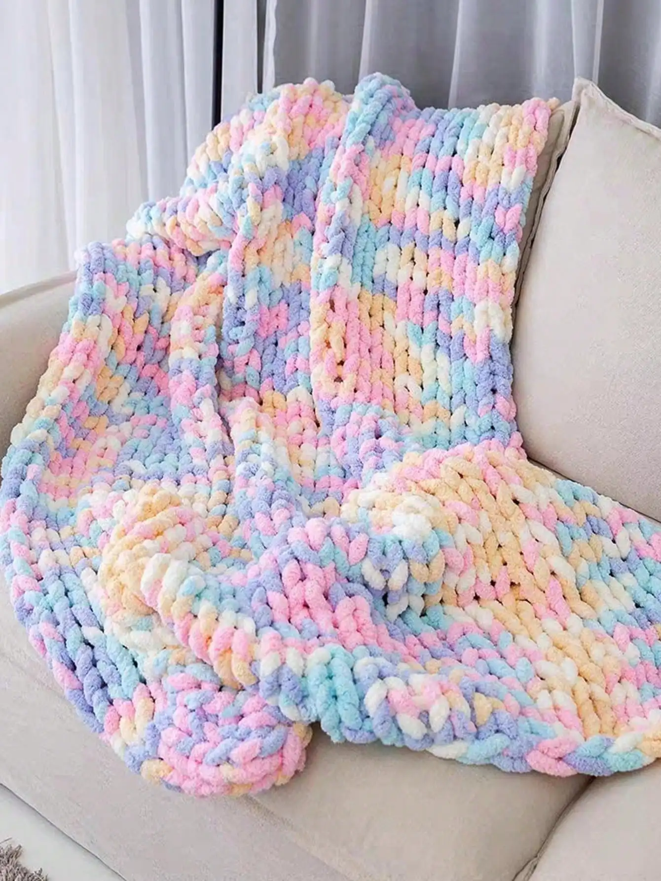 250g DIY Multicolor Chenille Yarns for Knitting and Crochet Blanket Cushion Chunky Thick Line Soft Warm Crochet Yarn Scarf Line