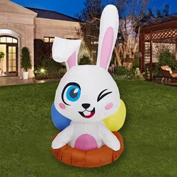 Lapin gonflable de pâques, 1.2M, avec panier de pâques, pour l'extérieur et l'intérieur, gonflables, avec lumières LED, jouets de décoration 