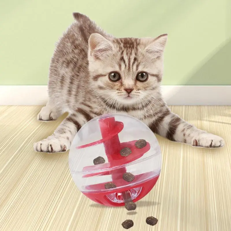 Cat Food Feeder Ball Interactive Kitten Pet Shaking Leakage Food Container New Cat Tum Bler Slow Feeder Cani Che Giocano A Toy Ball