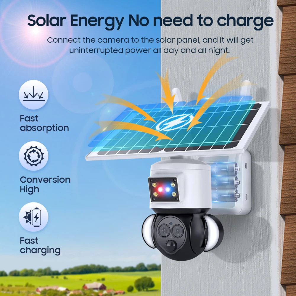 

PEGATAH 6MP Solar Camera WIFI/4G Sim Card 12X Optical Zoom Dual Lens Outdoor CCTV Cameras Humanoid Tracking Surveillance Cam
