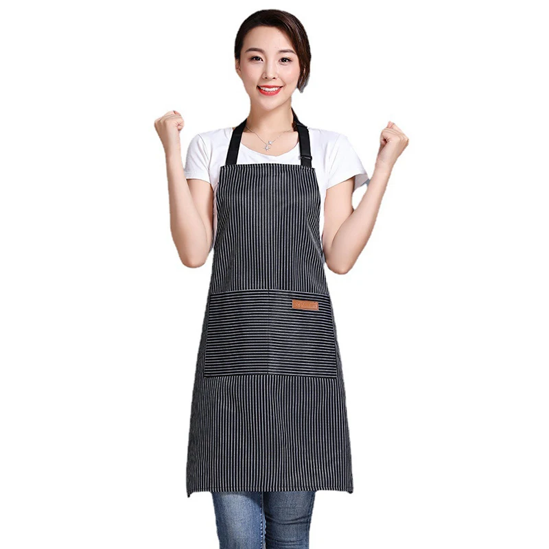 Fashion Striped Apron Adjustable Kitchen Cooking Baking Front Aprons For Woman Men Work Apron